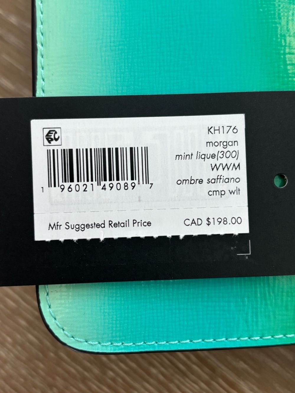kate spade green-to-teal ombré zip-around wallet - Picture 7 of 8